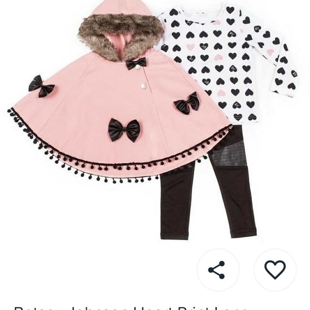 Betsy Johnson Pink 3 PC Jacket-Cape & Pants Set Size 4T - Picture 1 of 11